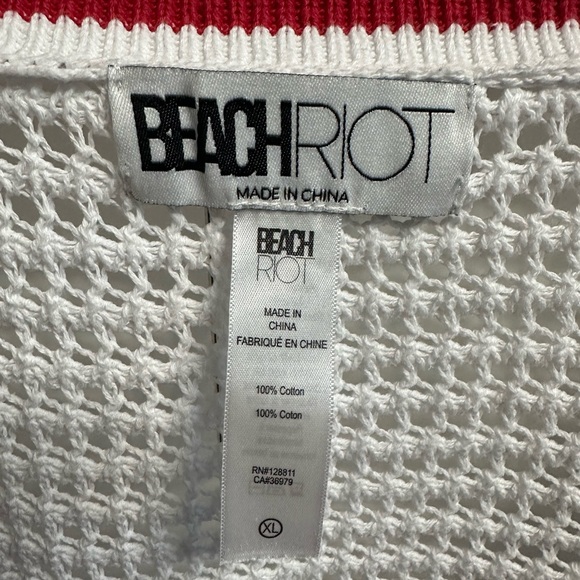 Beach Riot White Cardigan with Red and Blue Accents - Picture 3 of 4